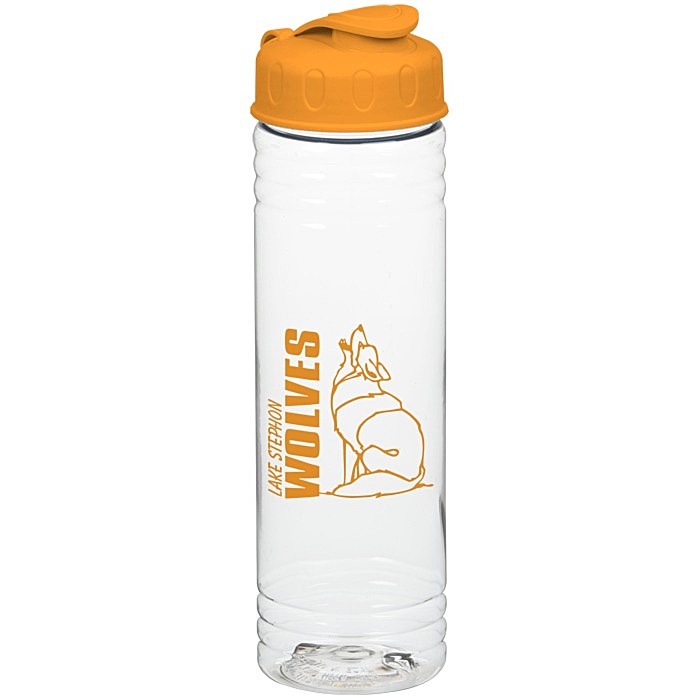 Custom Clear Impact Halcyon Water Bottle with Flip Lid - 24 oz