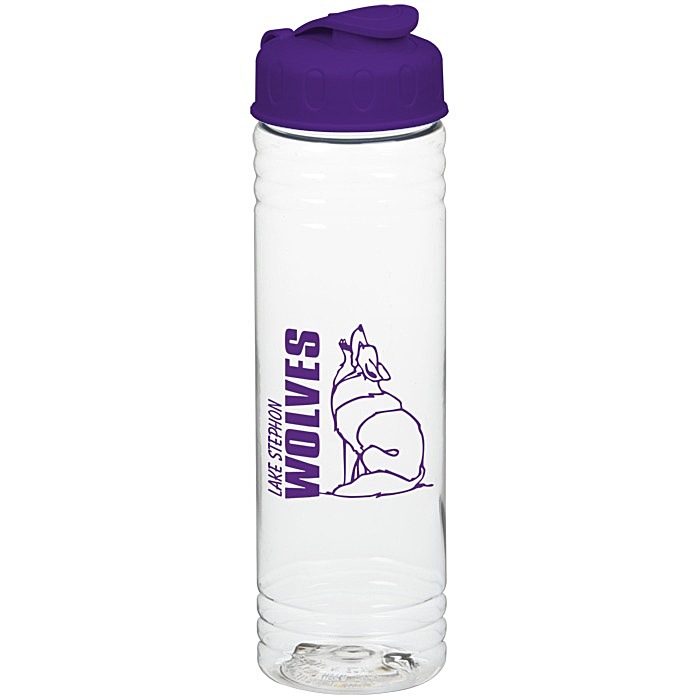 Custom Clear Impact Halcyon Water Bottle with Flip Lid - 24 oz