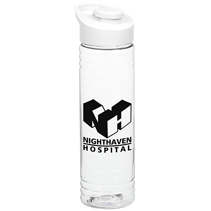 Custom Clear Impact Halcyon Water Bottle with Flip Carry Lid - 24 oz