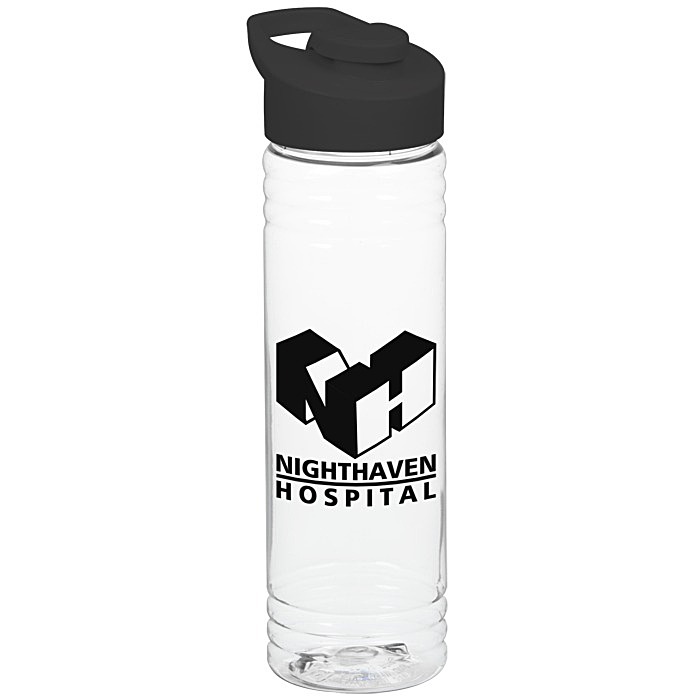 Custom Clear Impact Halcyon Water Bottle with Flip Carry Lid - 24 oz