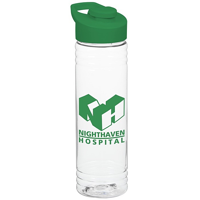 Custom Clear Impact Halcyon Water Bottle with Flip Carry Lid - 24 oz