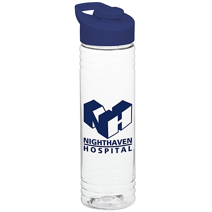 Custom Clear Impact Halcyon Water Bottle with Flip Carry Lid - 24 oz