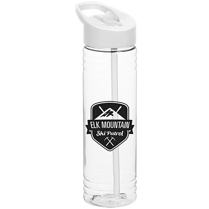 Custom Clear Impact Halcyon Water Bottle with Flip Straw - 24 oz