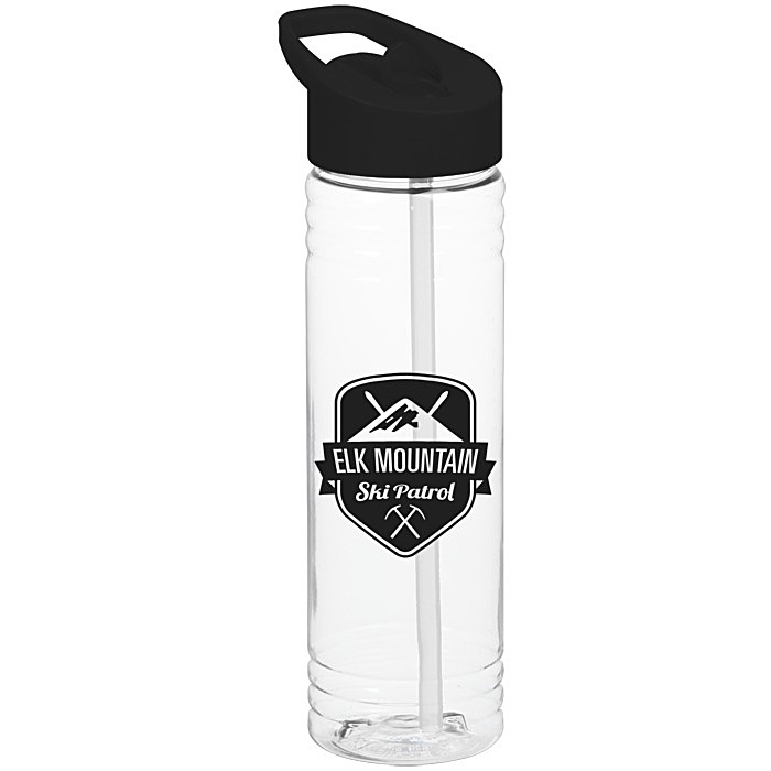 Custom Clear Impact Halcyon Water Bottle with Flip Straw - 24 oz