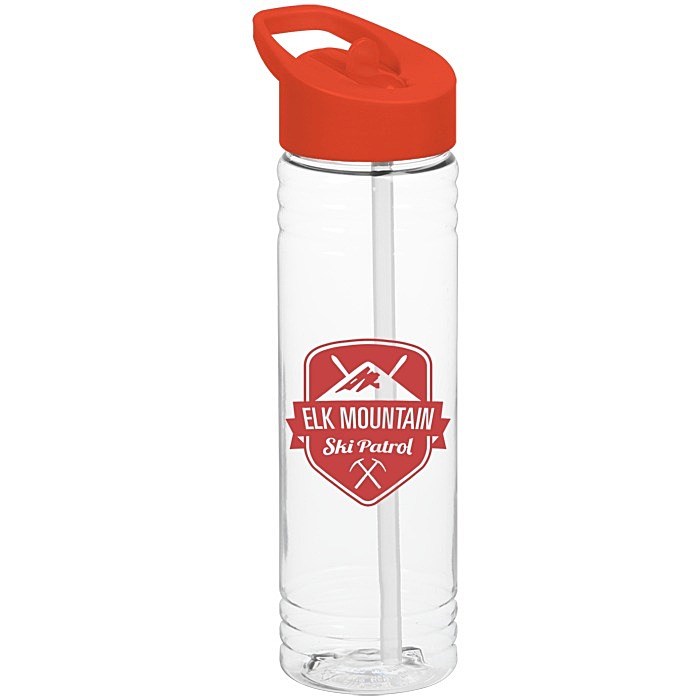 Custom Clear Impact Halcyon Water Bottle with Flip Straw - 24 oz