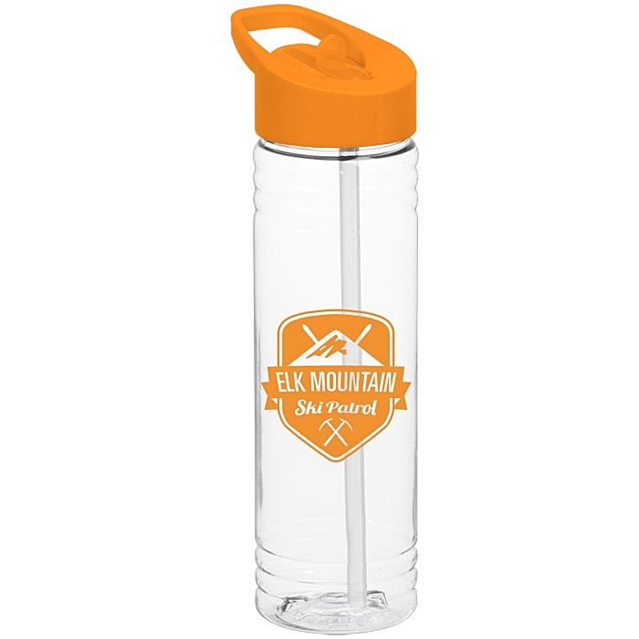 Custom Clear Impact Halcyon Water Bottle with Flip Straw - 24 oz