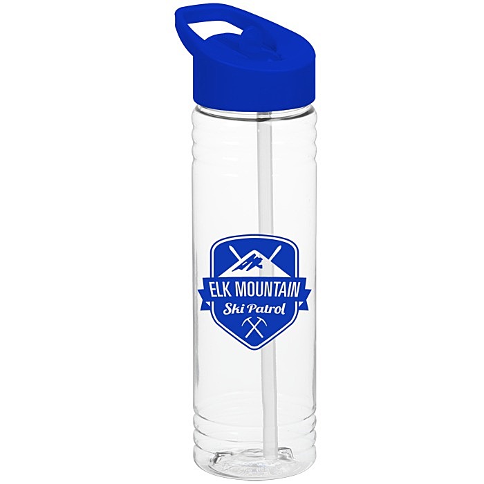 Custom Clear Impact Halcyon Water Bottle with Flip Straw - 24 oz