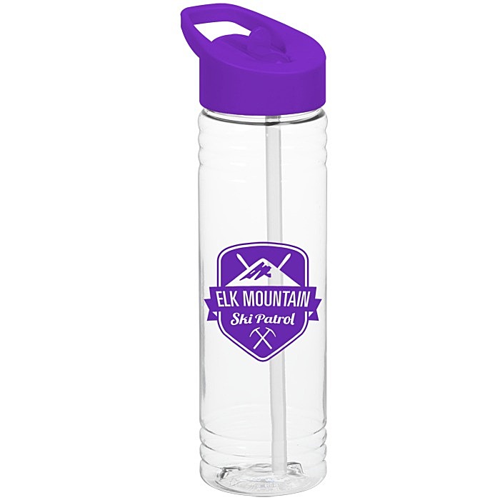 Custom Clear Impact Halcyon Water Bottle with Flip Straw - 24 oz