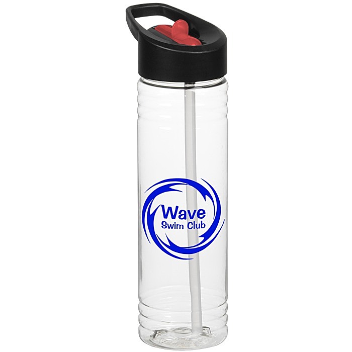 Custom Clear Impact Halcyon Water Bottle with Two-Tone Flip Straw - 24 oz