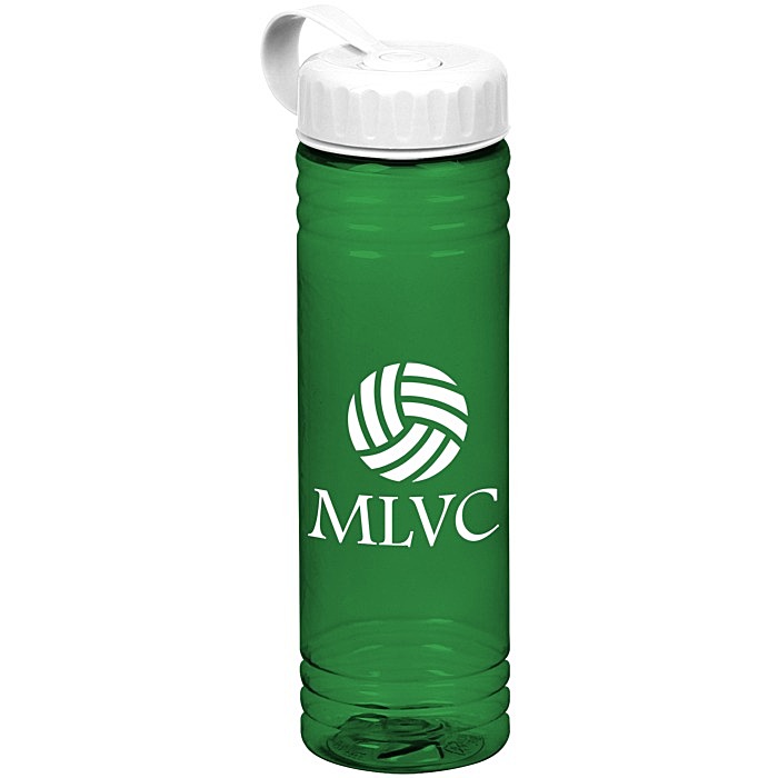 Custom Halcyon Water Bottle with Tethered Lid - 24 oz