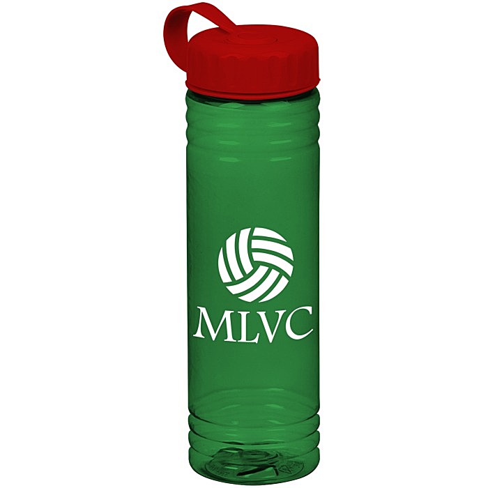 Custom Halcyon Water Bottle with Tethered Lid - 24 oz