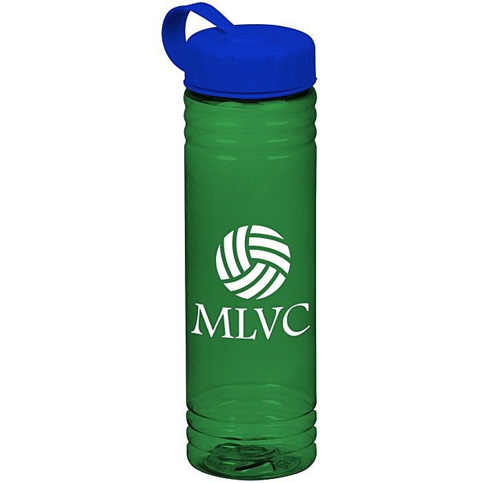 Custom Halcyon Water Bottle with Tethered Lid - 24 oz