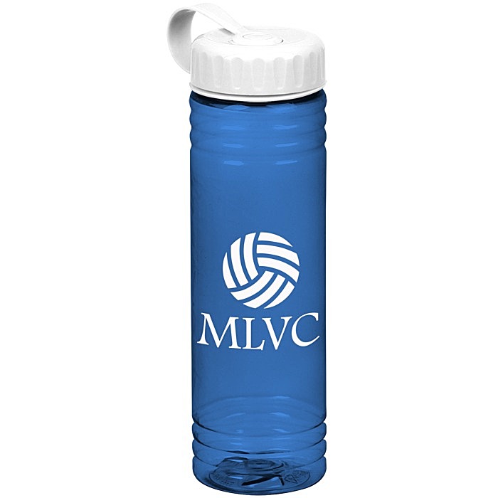 Custom Halcyon Water Bottle with Tethered Lid - 24 oz