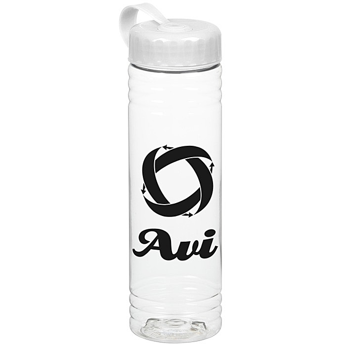 Custom Clear Impact Halcyon Water Bottle with Tethered Lid - 24 oz