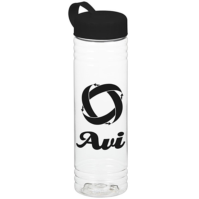 Custom Clear Impact Halcyon Water Bottle with Tethered Lid - 24 oz