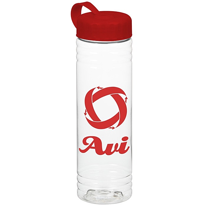 Custom Clear Impact Halcyon Water Bottle with Tethered Lid - 24 oz