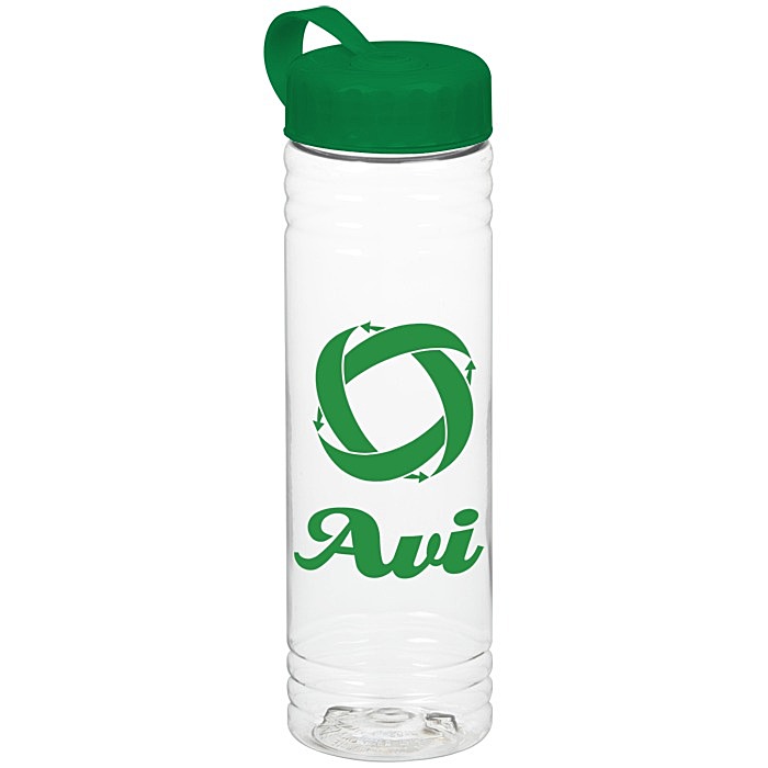 Custom Clear Impact Halcyon Water Bottle with Tethered Lid - 24 oz