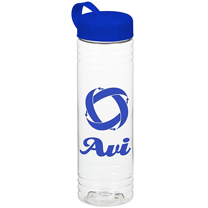 Custom Clear Impact Halcyon Water Bottle with Tethered Lid - 24 oz