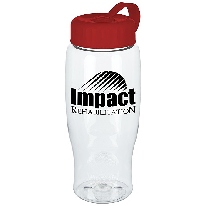 Custom Clear Impact Comfort Grip Bottle with Tethered Lid - 27 oz