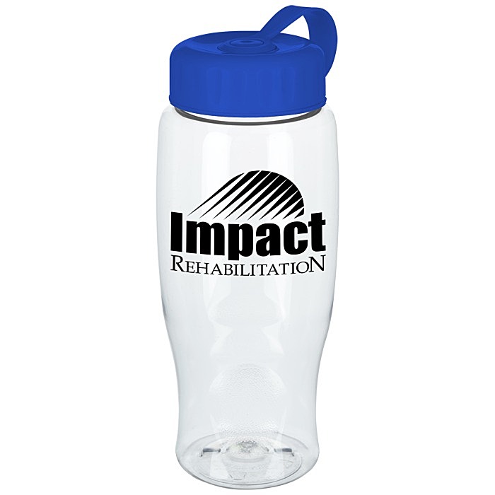 Custom Clear Impact Comfort Grip Bottle with Tethered Lid - 27 oz