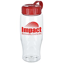 Custom Clear Impact Comfort Grip Bottle with Tethered Lid - 27 oz
