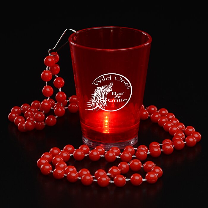 Custom Light-Up Shot Glass on Beaded Necklace - 2 oz
