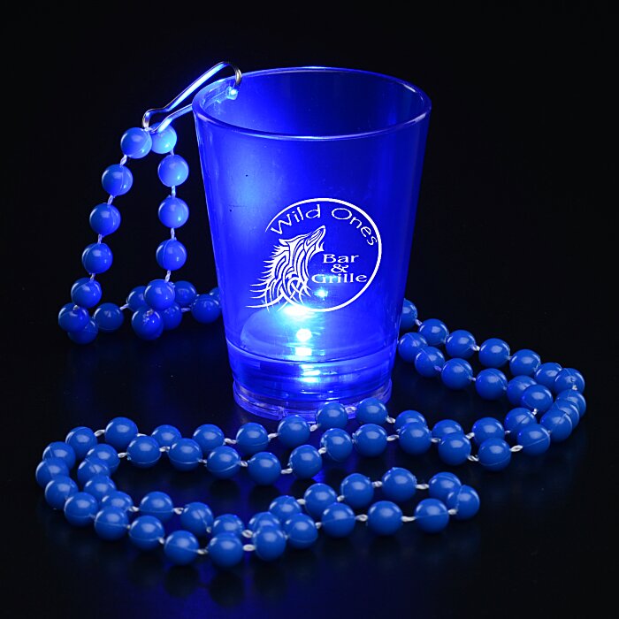 Custom Light-Up Shot Glass on Beaded Necklace - 2 oz