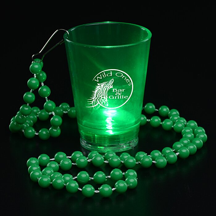 Custom Light-Up Shot Glass on Beaded Necklace - 2 oz