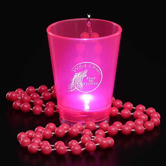 Custom Light-Up Shot Glass on Beaded Necklace - 2 oz