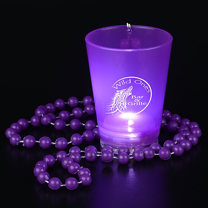 Custom Light-Up Shot Glass on Beaded Necklace - 2 oz