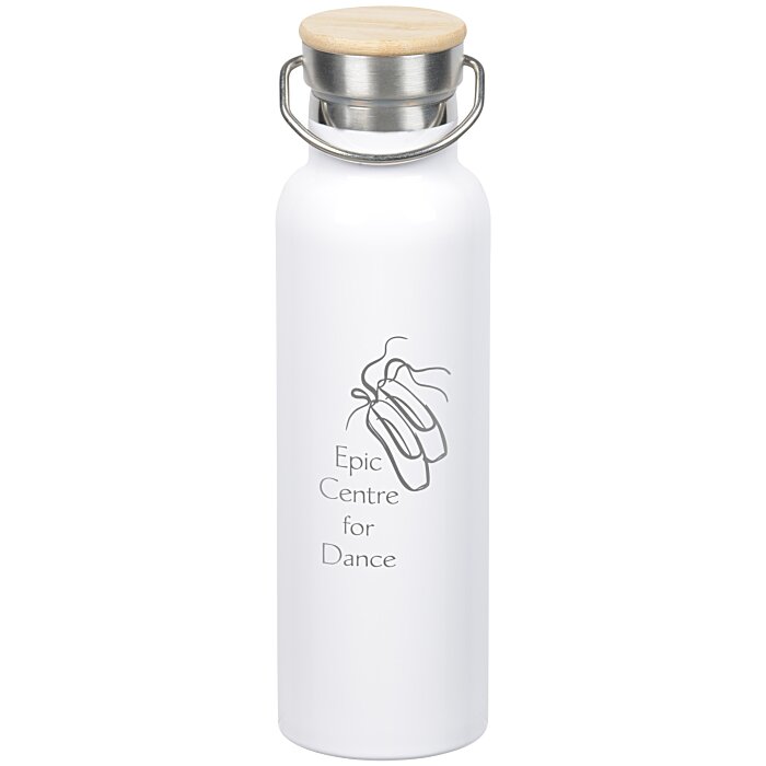 Custom Accord Vacuum Bottle with Wood Lid - 21 oz - Laser Engraved