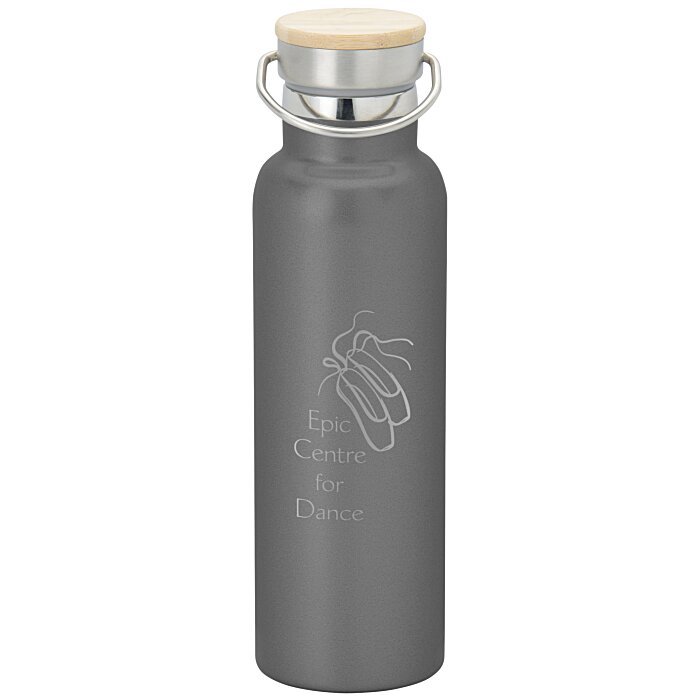 Custom Accord Vacuum Bottle with Wood Lid - 21 oz - Laser Engraved