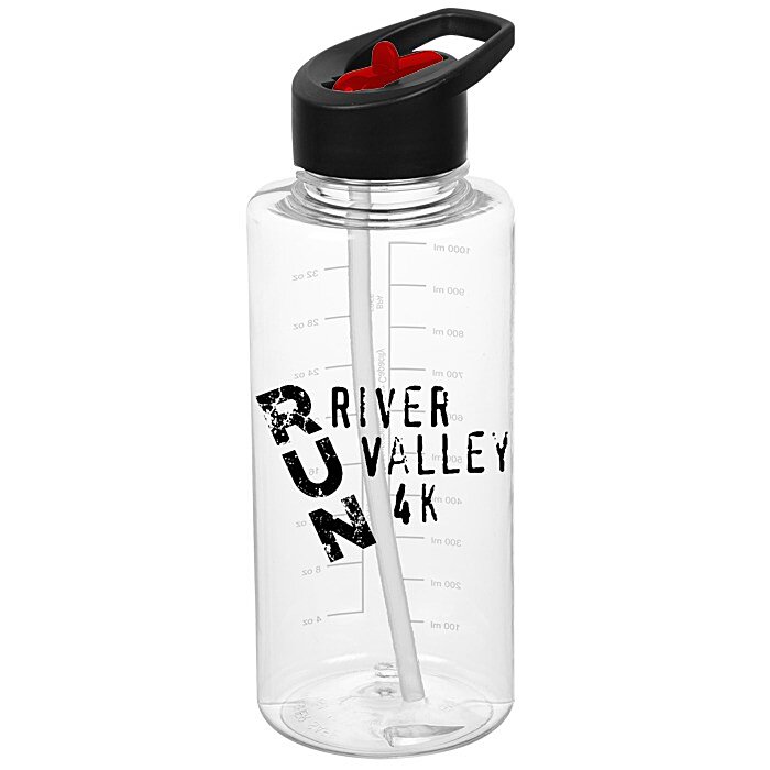 Custom Clear Impact Mountain Bottle with Two-Tone Flip Straw Lid - 36 oz