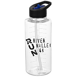 Custom Clear Impact Mountain Bottle with Two-Tone Flip Straw Lid - 36 oz