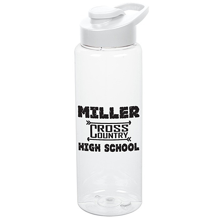 Custom Clear Impact Guzzler Sport Bottle with Flip Carry Lid - 32 oz