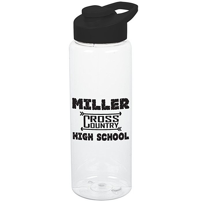 Custom Clear Impact Guzzler Sport Bottle with Flip Carry Lid - 32 oz