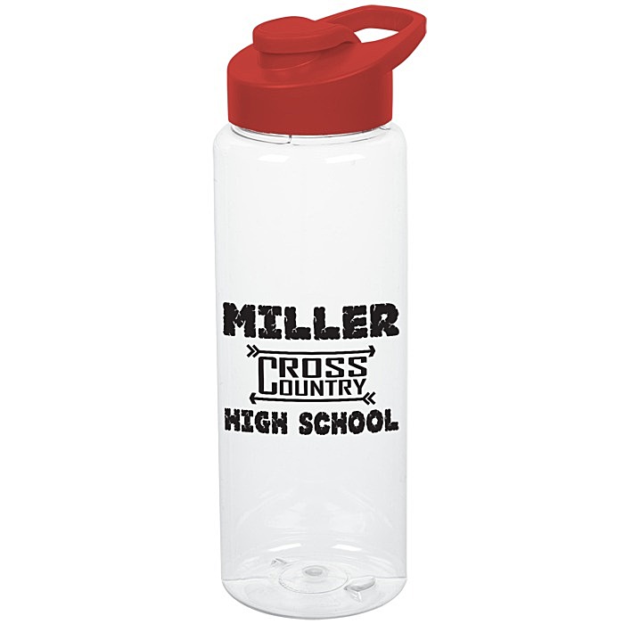 Custom Clear Impact Guzzler Sport Bottle with Flip Carry Lid - 32 oz