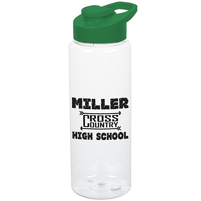 Custom Clear Impact Guzzler Sport Bottle with Flip Carry Lid - 32 oz