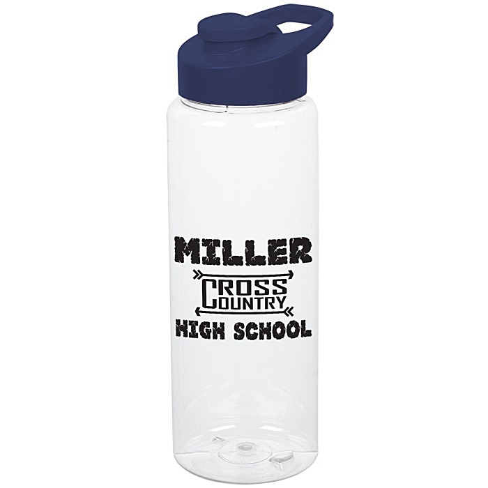 Custom Clear Impact Guzzler Sport Bottle with Flip Carry Lid - 32 oz