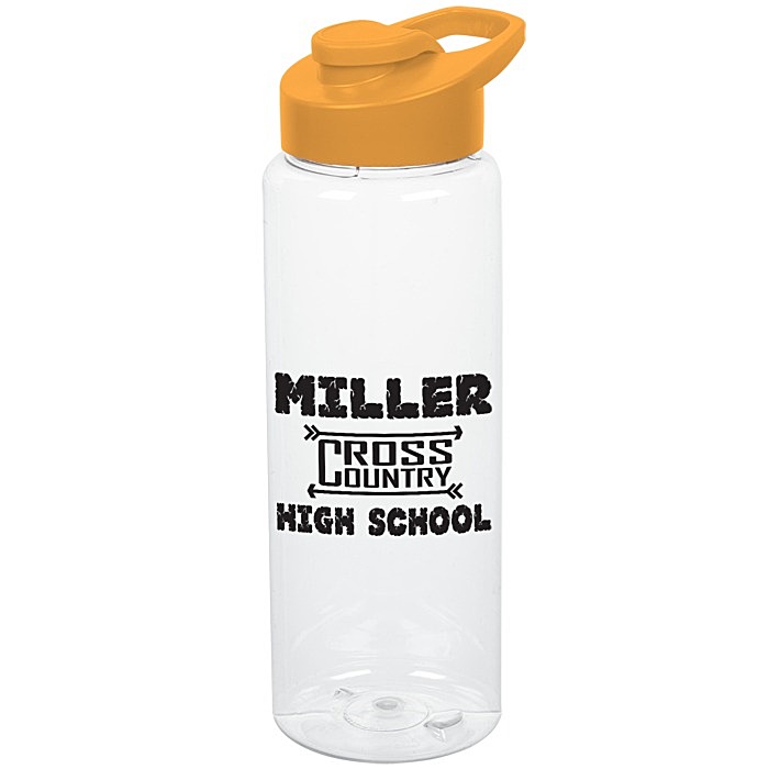 Custom Clear Impact Guzzler Sport Bottle with Flip Carry Lid - 32 oz