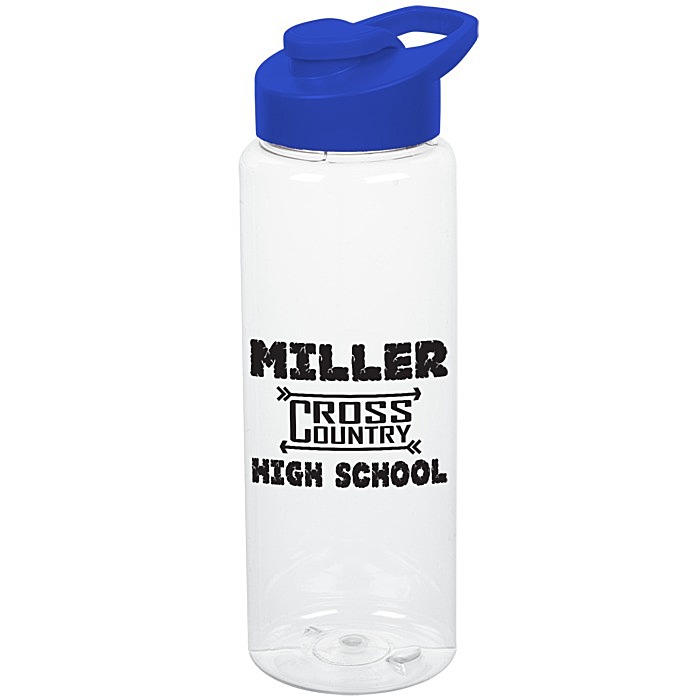 Custom Clear Impact Guzzler Sport Bottle with Flip Carry Lid - 32 oz
