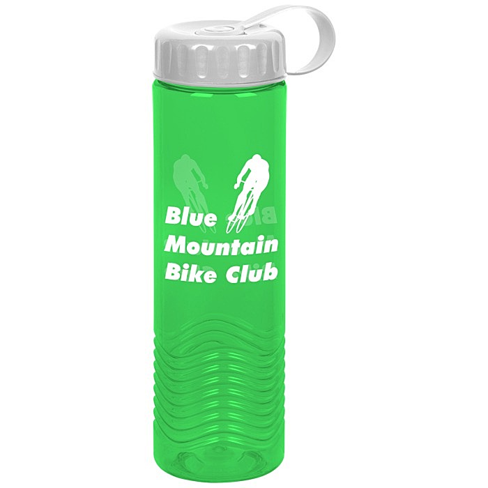Custom Twist Water Bottle with Tethered Lid - 24 oz
