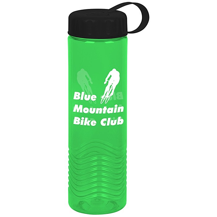 Custom Twist Water Bottle with Tethered Lid - 24 oz