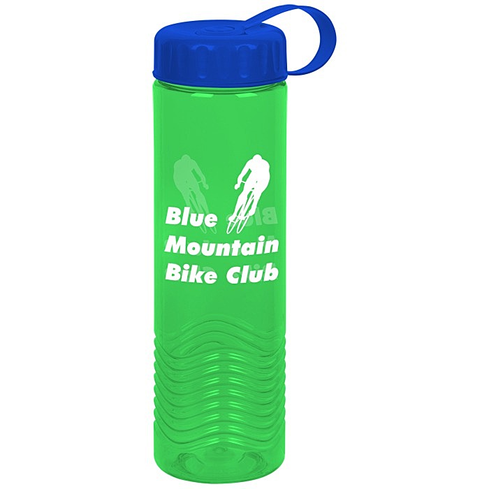 Custom Twist Water Bottle with Tethered Lid - 24 oz