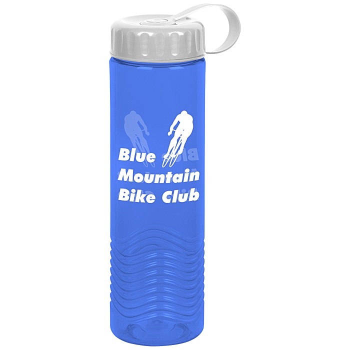 Custom Twist Water Bottle with Tethered Lid - 24 oz