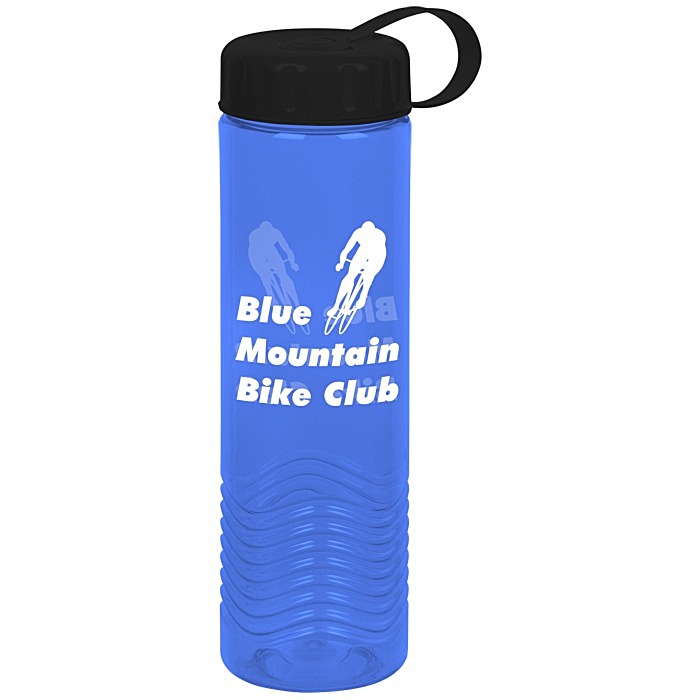 Custom Twist Water Bottle with Tethered Lid - 24 oz