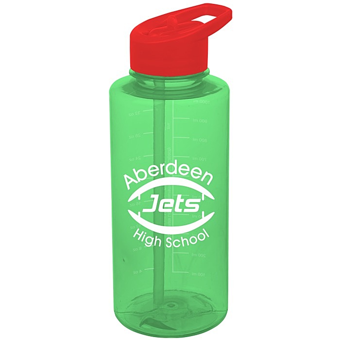 Custom Mountain Bottle with Flip Straw Lid - 36 oz