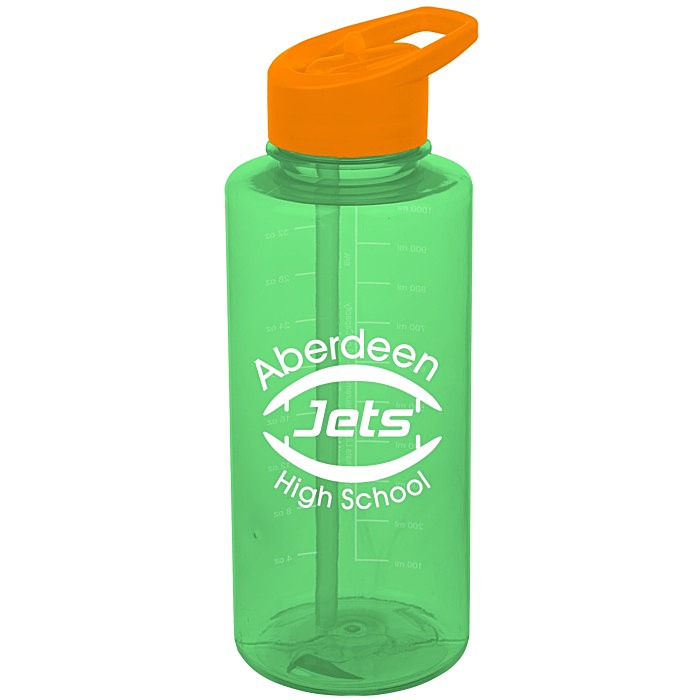 Custom Mountain Bottle with Flip Straw Lid - 36 oz