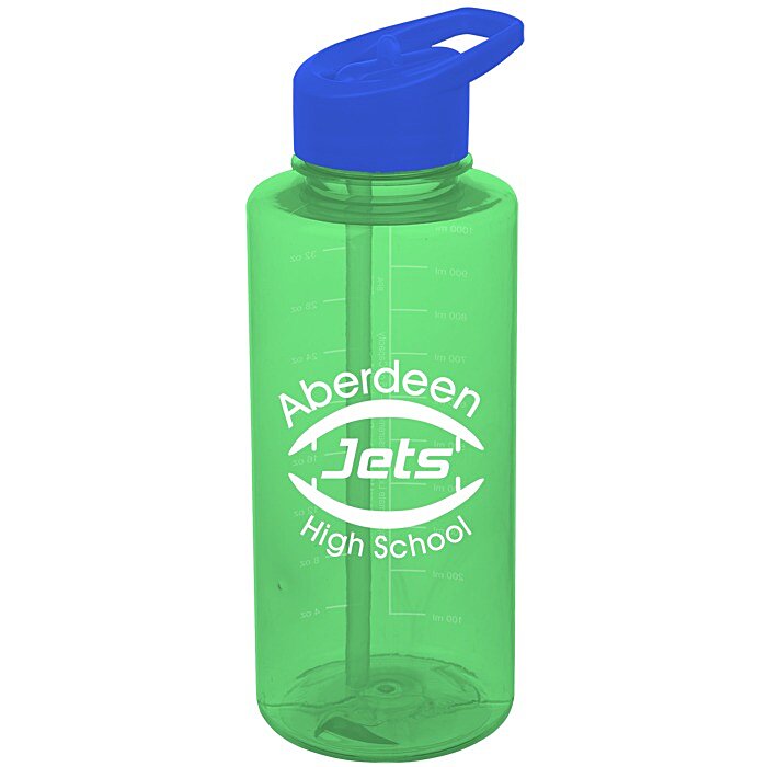 Custom Mountain Bottle with Flip Straw Lid - 36 oz