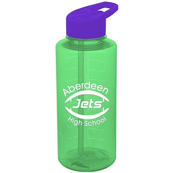 Custom Mountain Bottle with Flip Straw Lid - 36 oz
